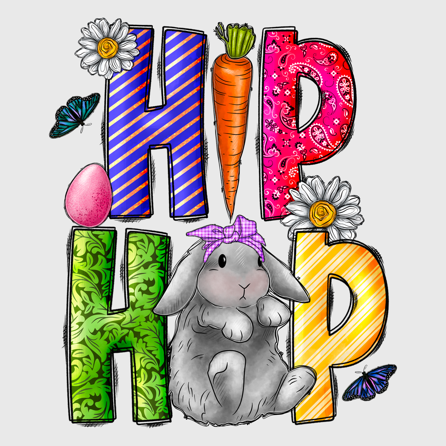 Happy Easter Bunny Hip Hop Transfer