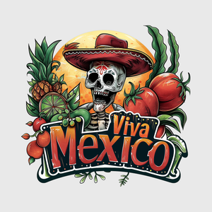 Viva Mexico Traditional Skull Transfer