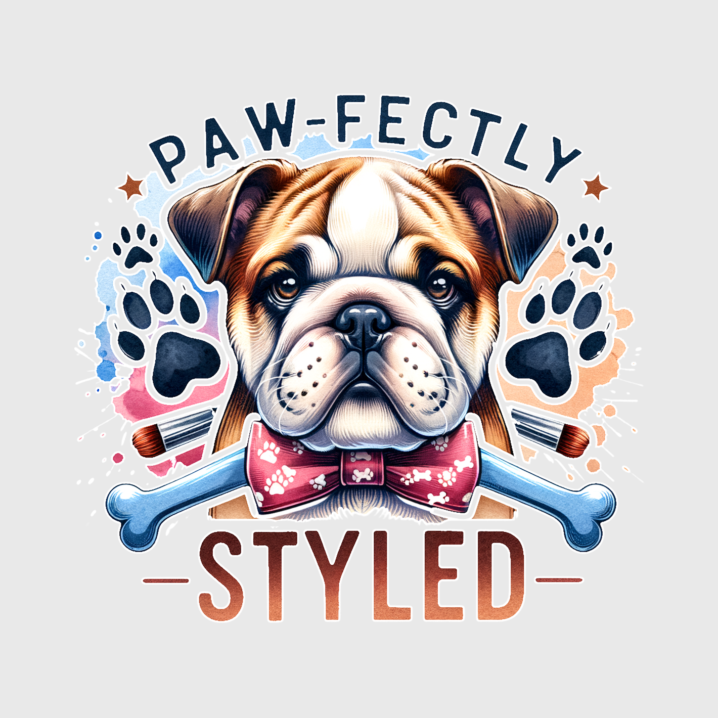 Paws-Fectly Styled Bulldog Transfer