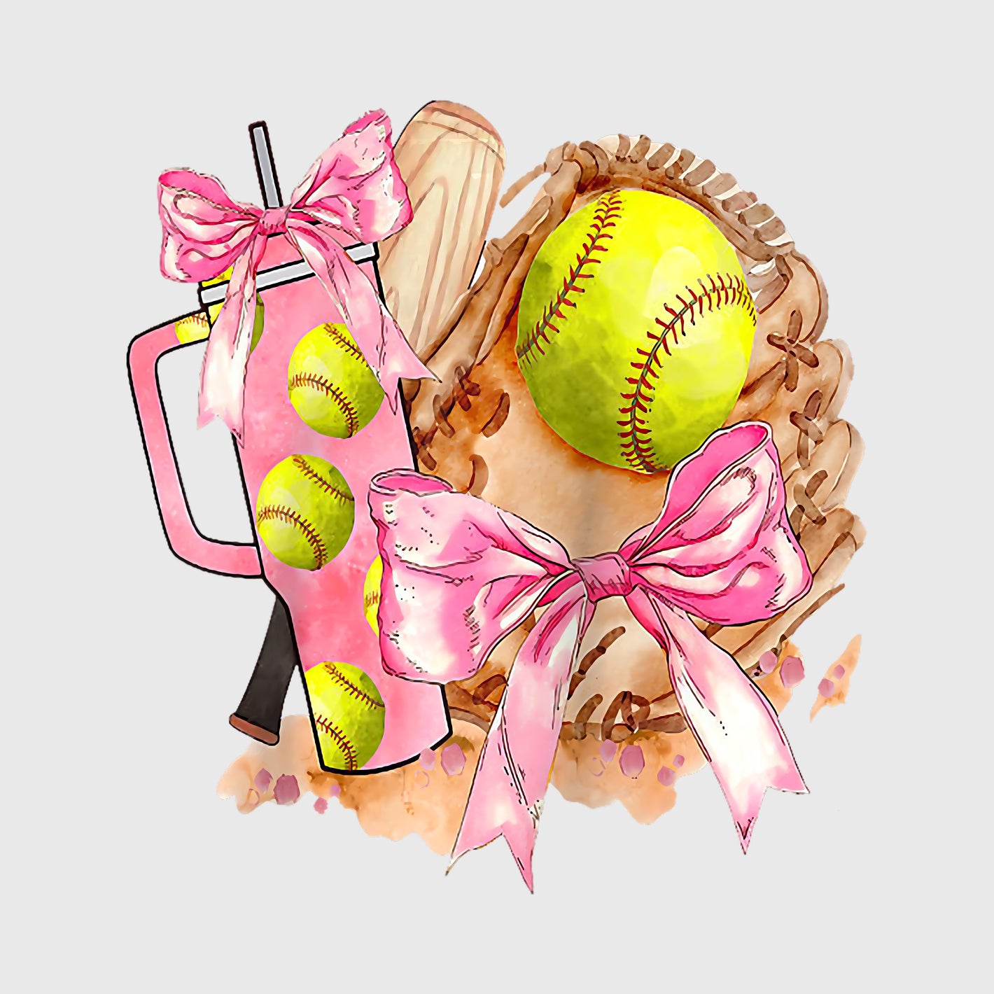 Watercolor Softball Mom Bundle Transfer