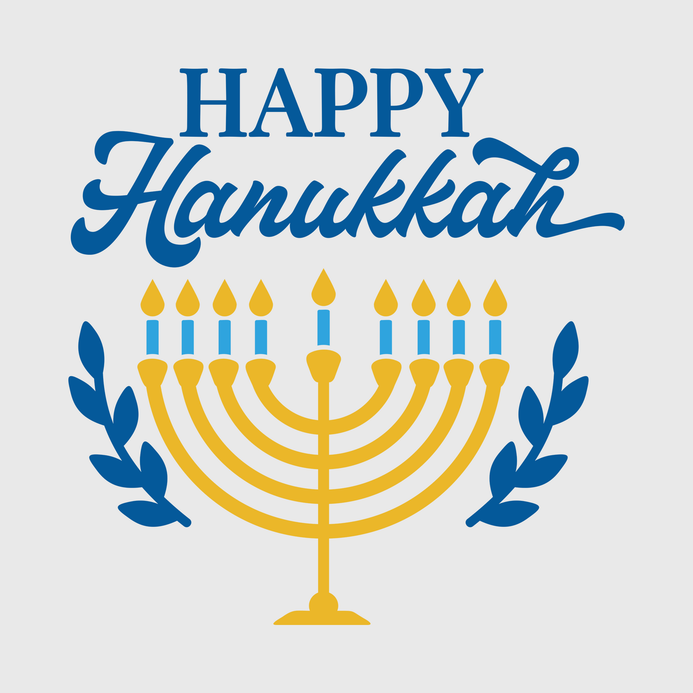 Simple Happy Hanukkah Menorah Transfer