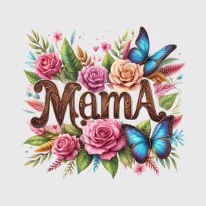 MAMA Floral with Butterflies Transfer