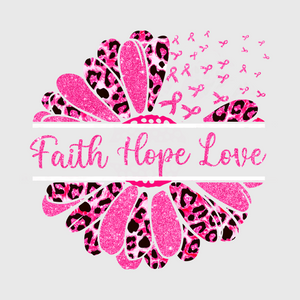 Faith Hope Love Pink Ribbon Leopard Print Transfer