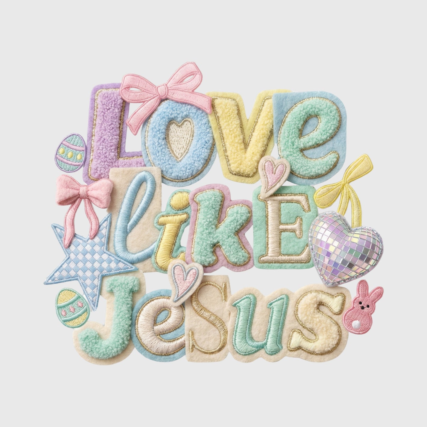 Pastel Plush Love Jesus Transfer