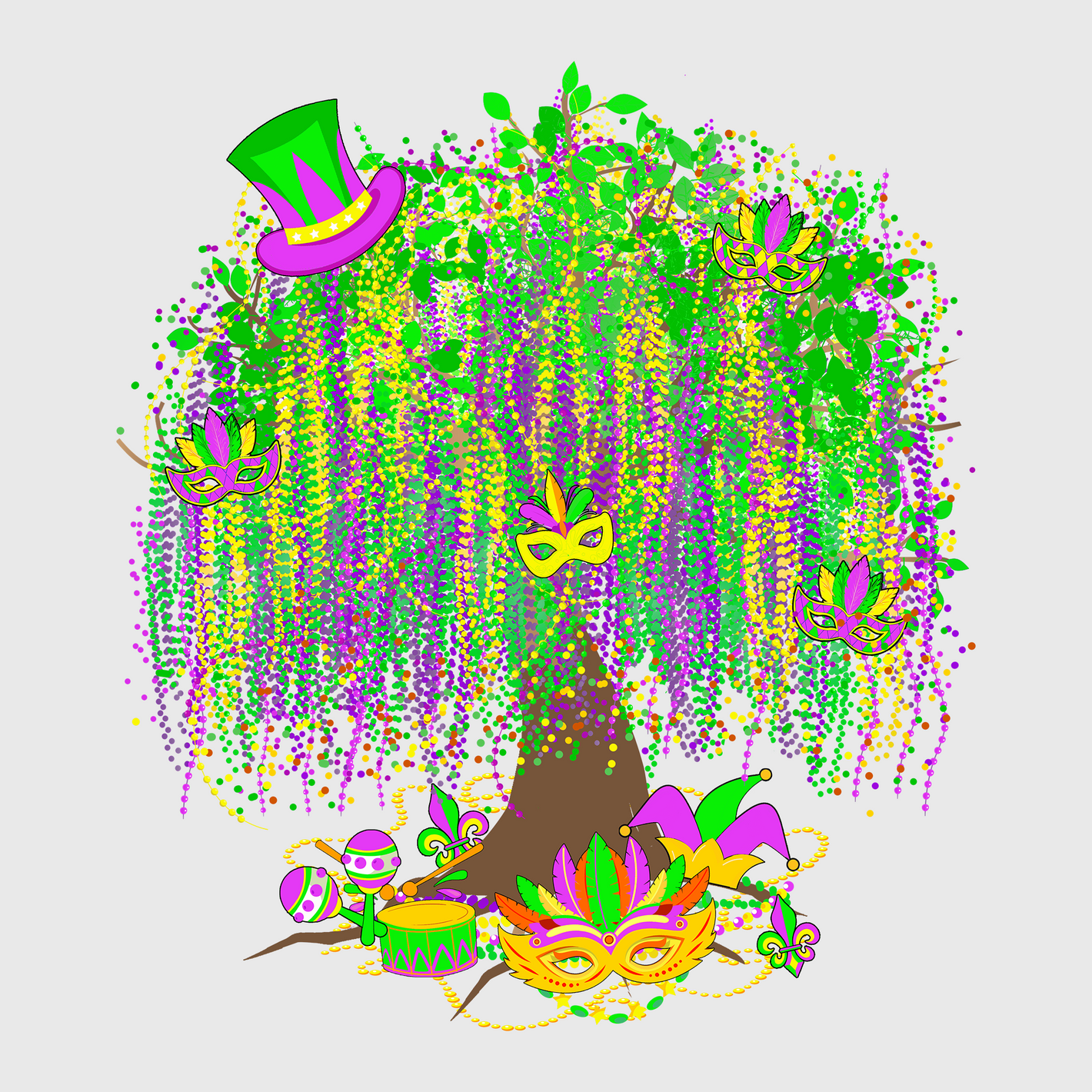 Majestic Mardi Gras Tree Transfer