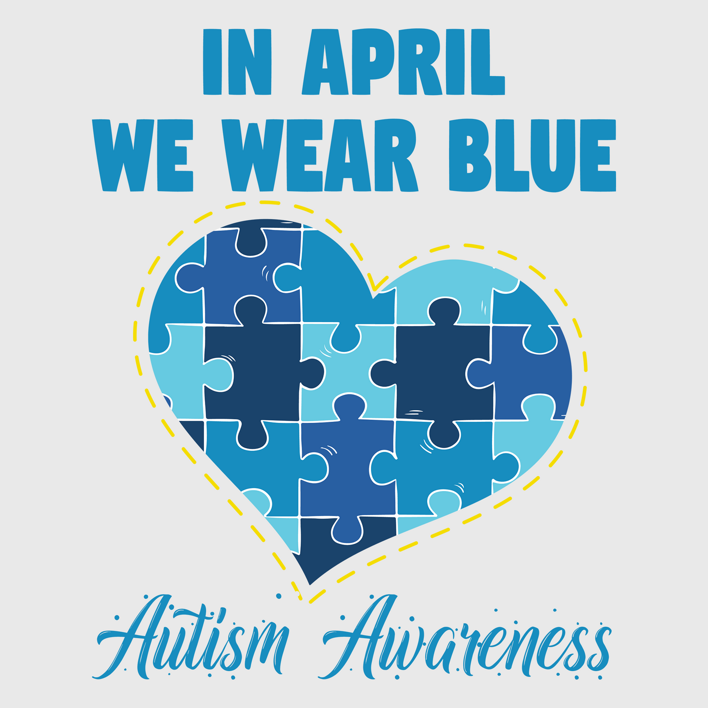 In April We Wear Blue Autism Transfer