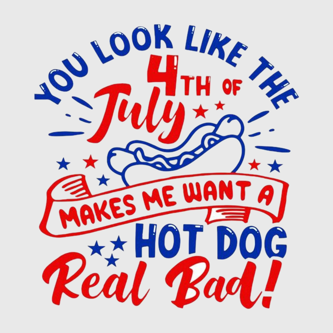 Hot Dog 4th of July Humor Transfer