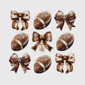 Football Bow Set with Ribbons Transfer