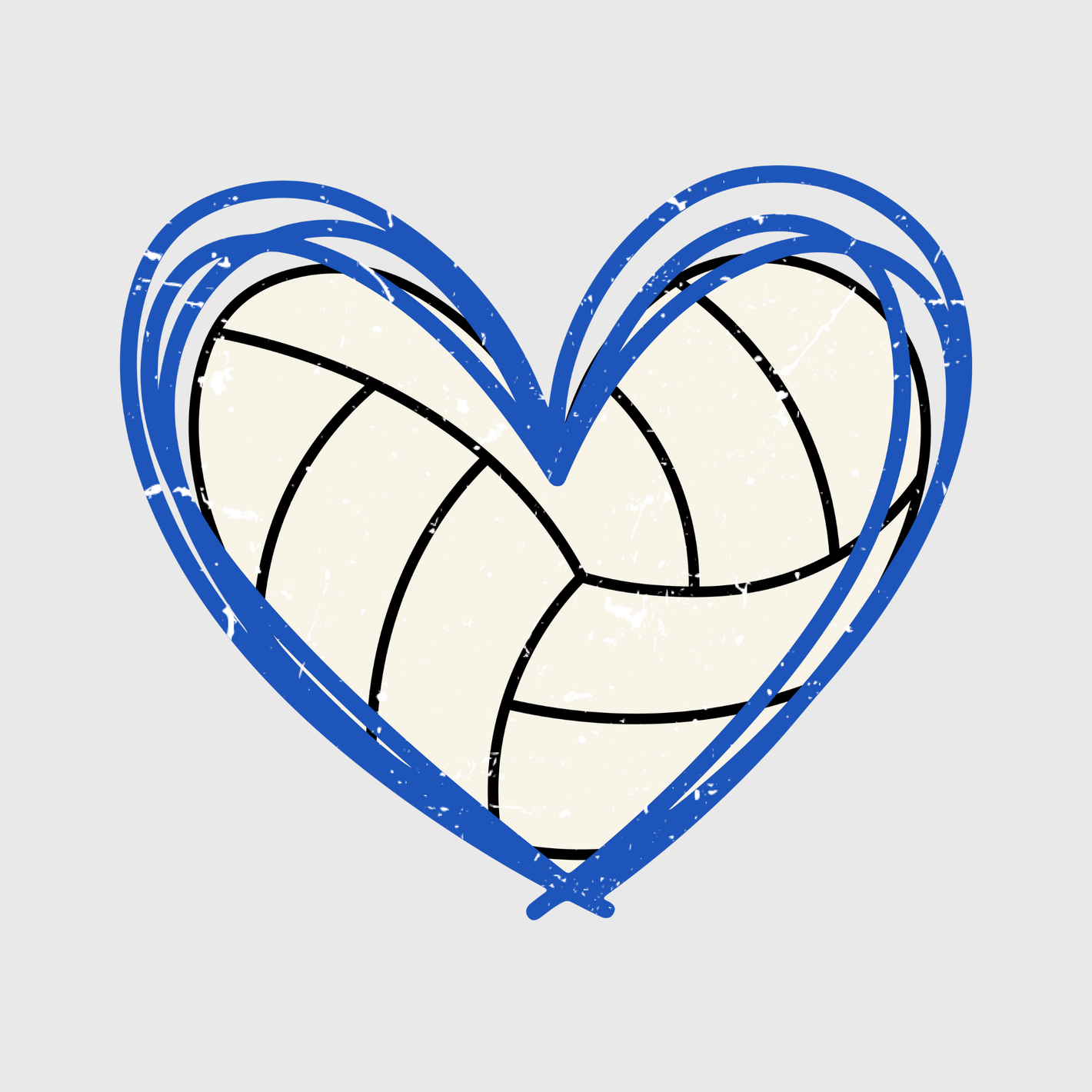 Classic Blue Volleyball Heart Transfer