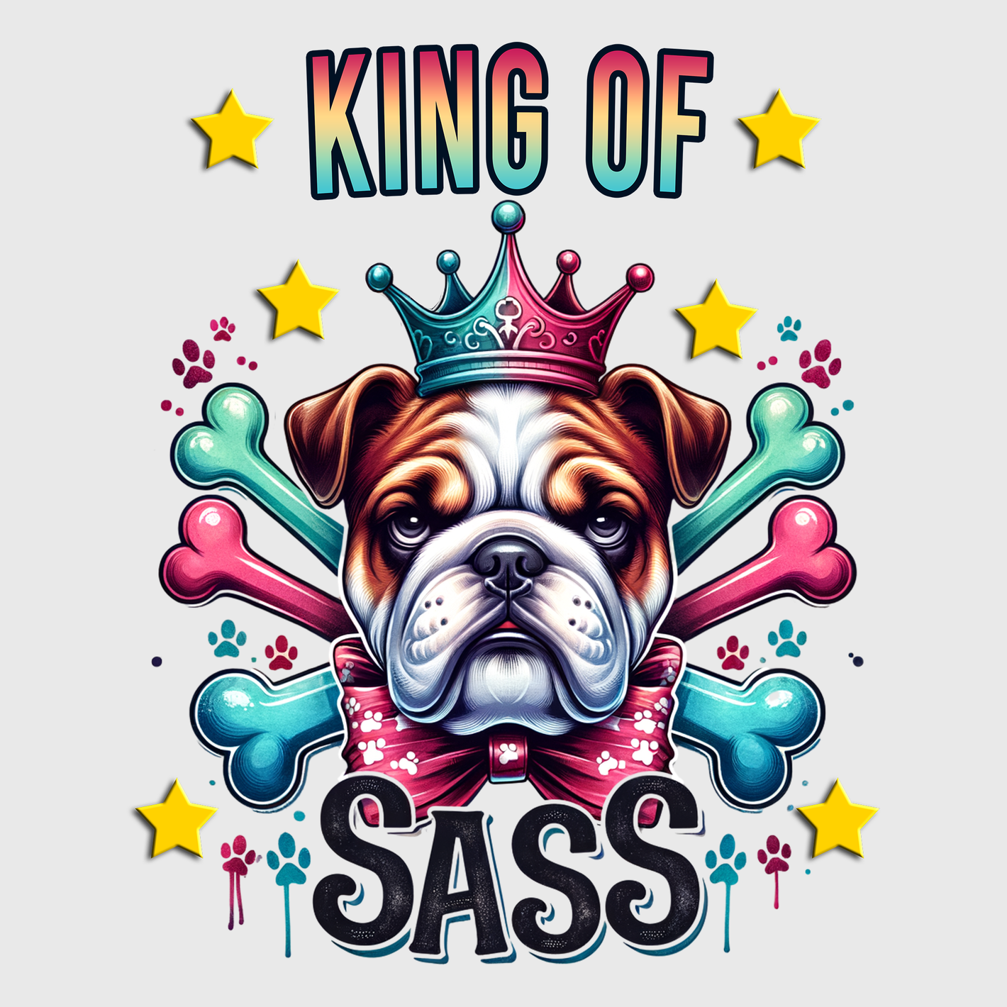 King Of Sass Bulldog Transfer