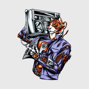 Retro Boombox Tiger Transfer