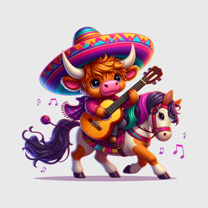 Mexican Cowgirl Riding Pony Transfer