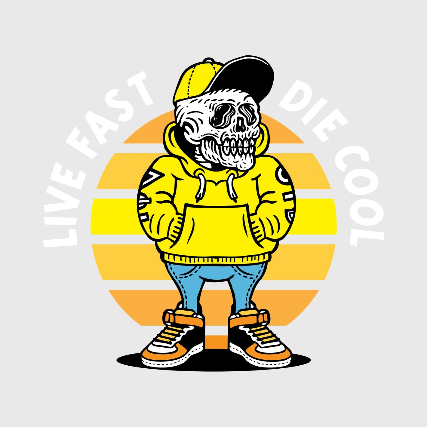 Vintage Skate Skull Transfer