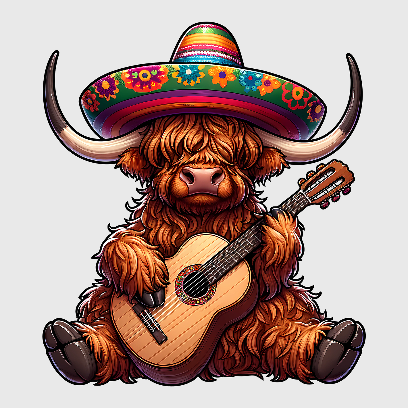 Mexican Bull Playing Guitar Transfer