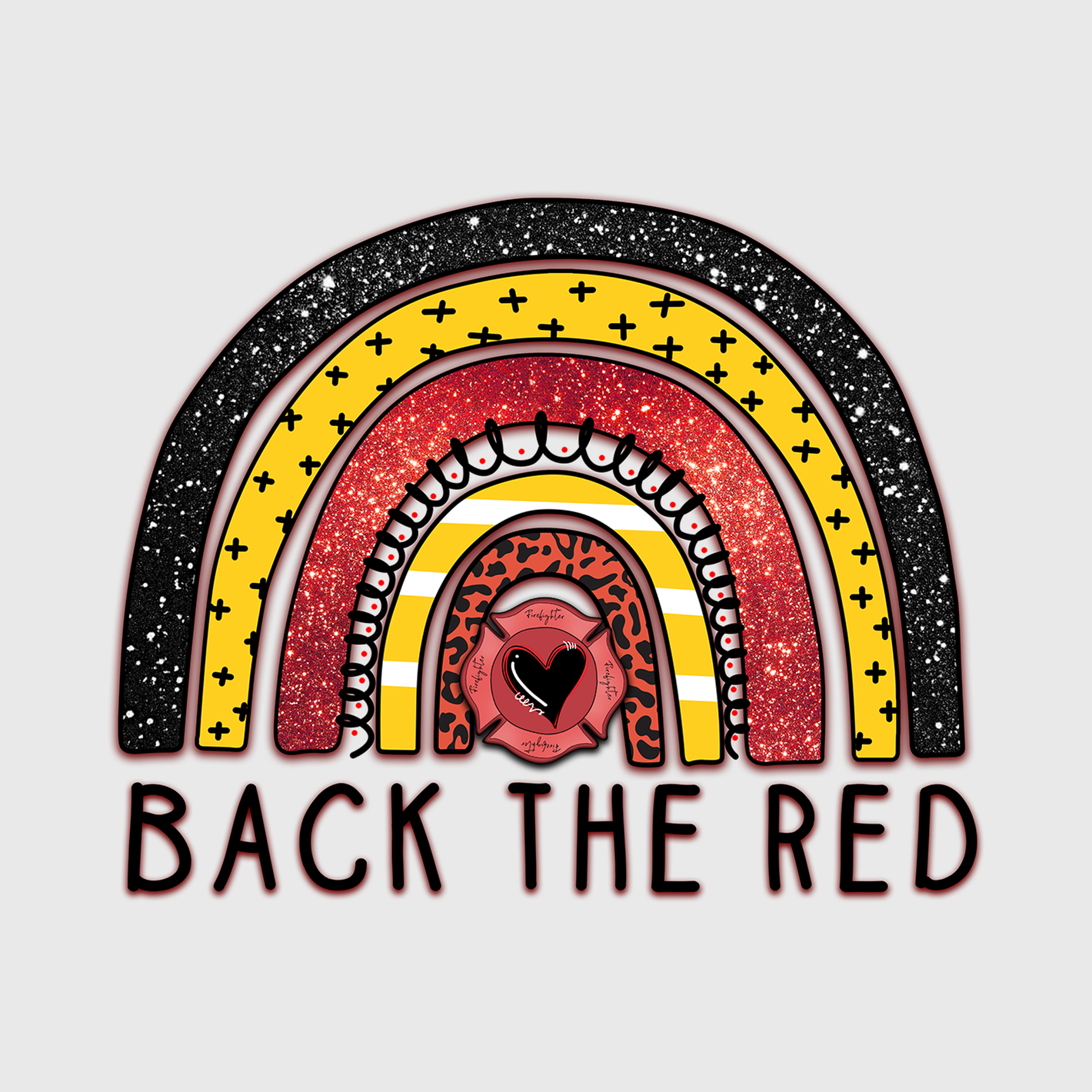 Back the Red Firefighter Rainbow Transfer