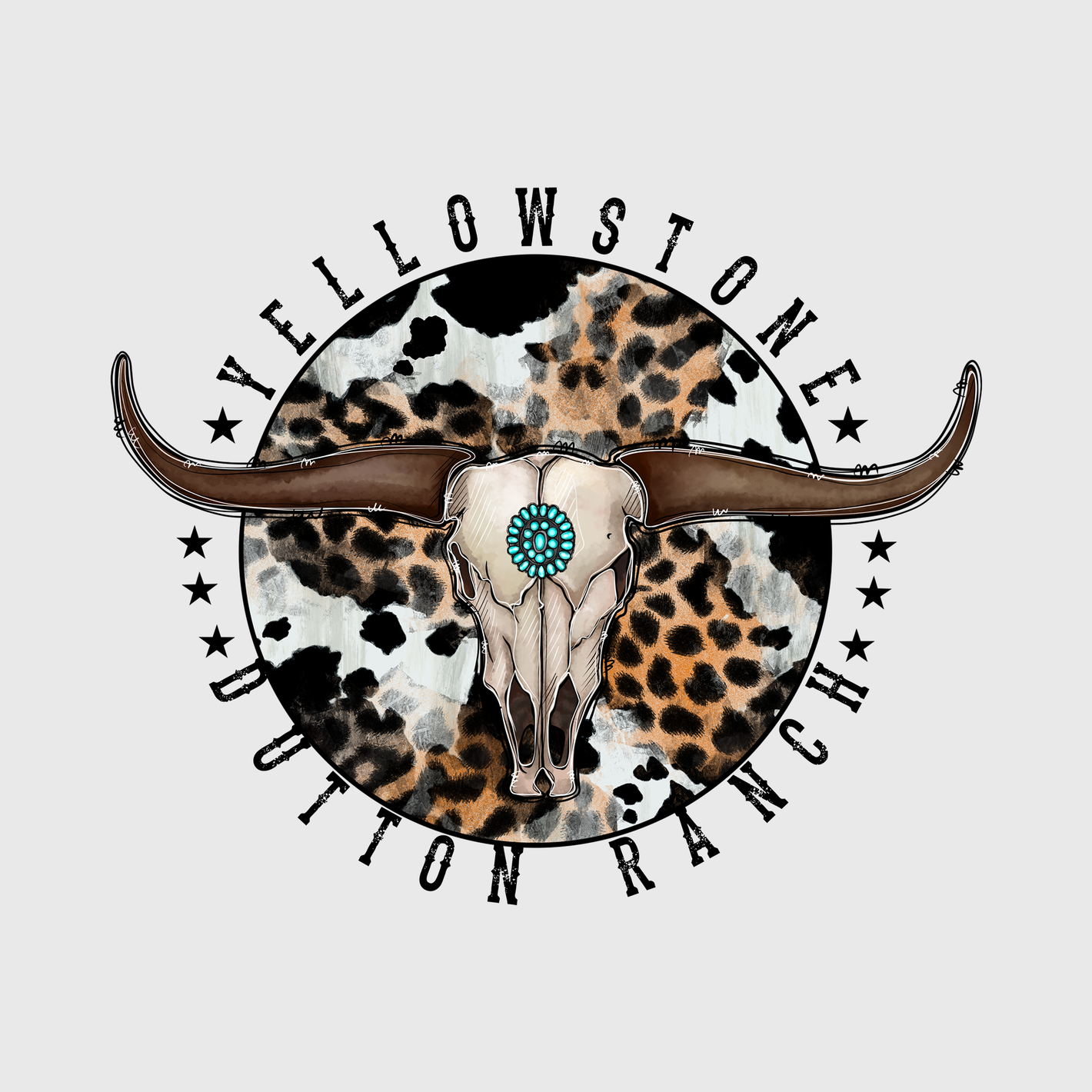 Yellowstone Rodeo Bull Skull Transfer