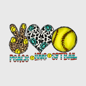 Peace, Love, Blue Green Softball Transfer