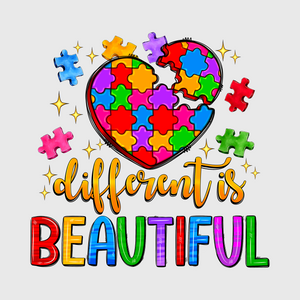 Different is Beautiful Puzzle Heart Transfer