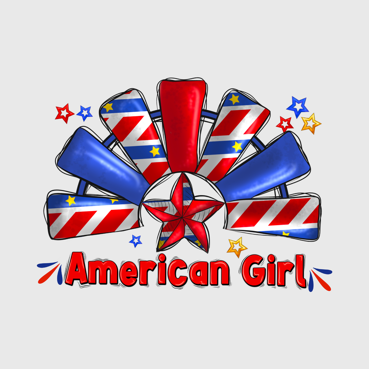 American Girl Flag Bow Transfer