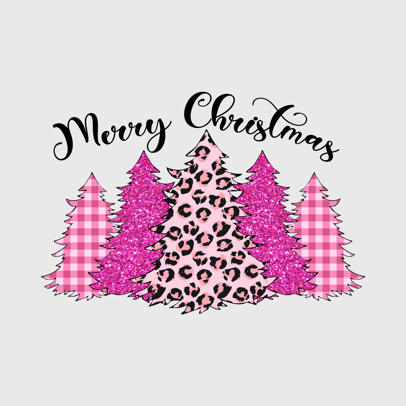 Merry Christmas Pink Plaid Transfer