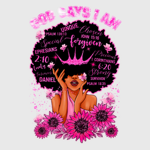 Her Fight Is My Fight Pink Ribbon Afro Transfer