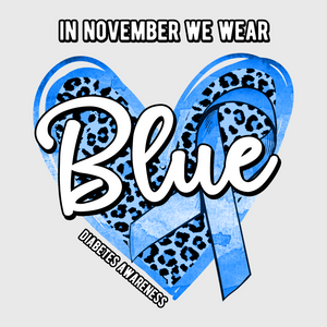 In November We Wear Blue Heart Ribbon Transfer