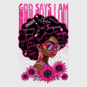 God Says I Am Pink Ribbon Transfer