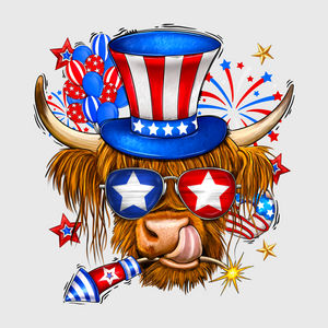 Patriotic Buffalo With Hat Transfer