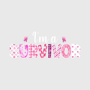 'I'm A Survivor Pink Glitter Ribbon' Transfer