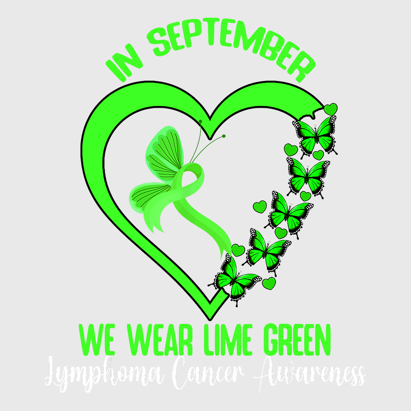 In September We Wear Green Heart Transfer