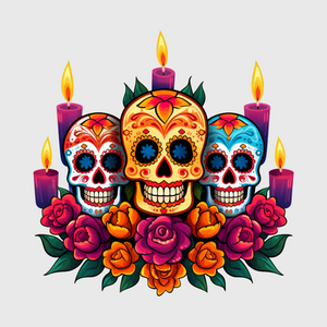 Floral Skull Candle Transfer