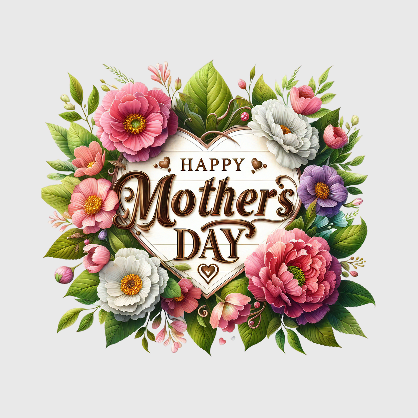 Happy Mother's Day Floral Wreath Transfer