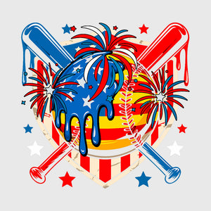 Patriotic Firework Softball Transfer