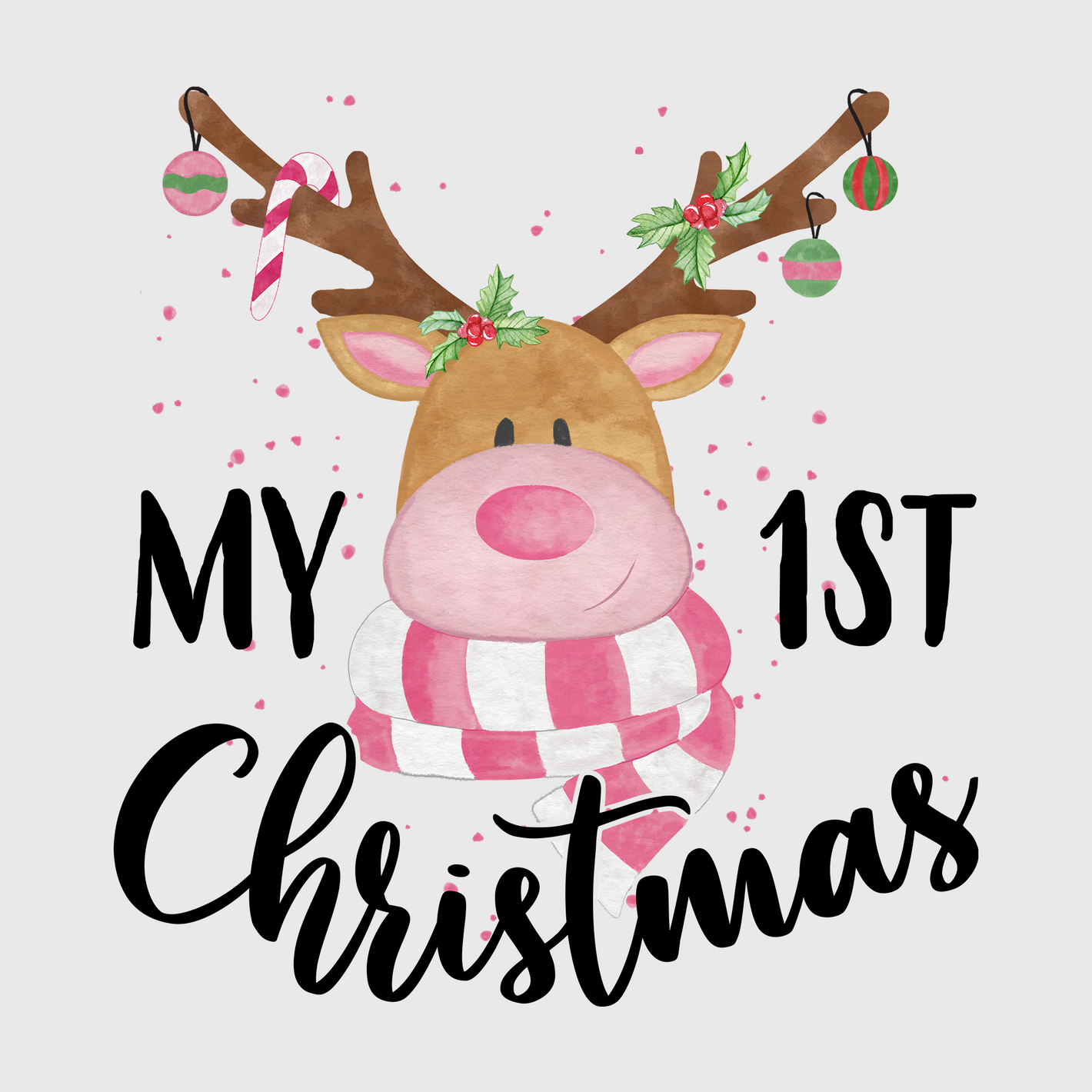 My 1st Christmas Plaid Reindeer Transfer