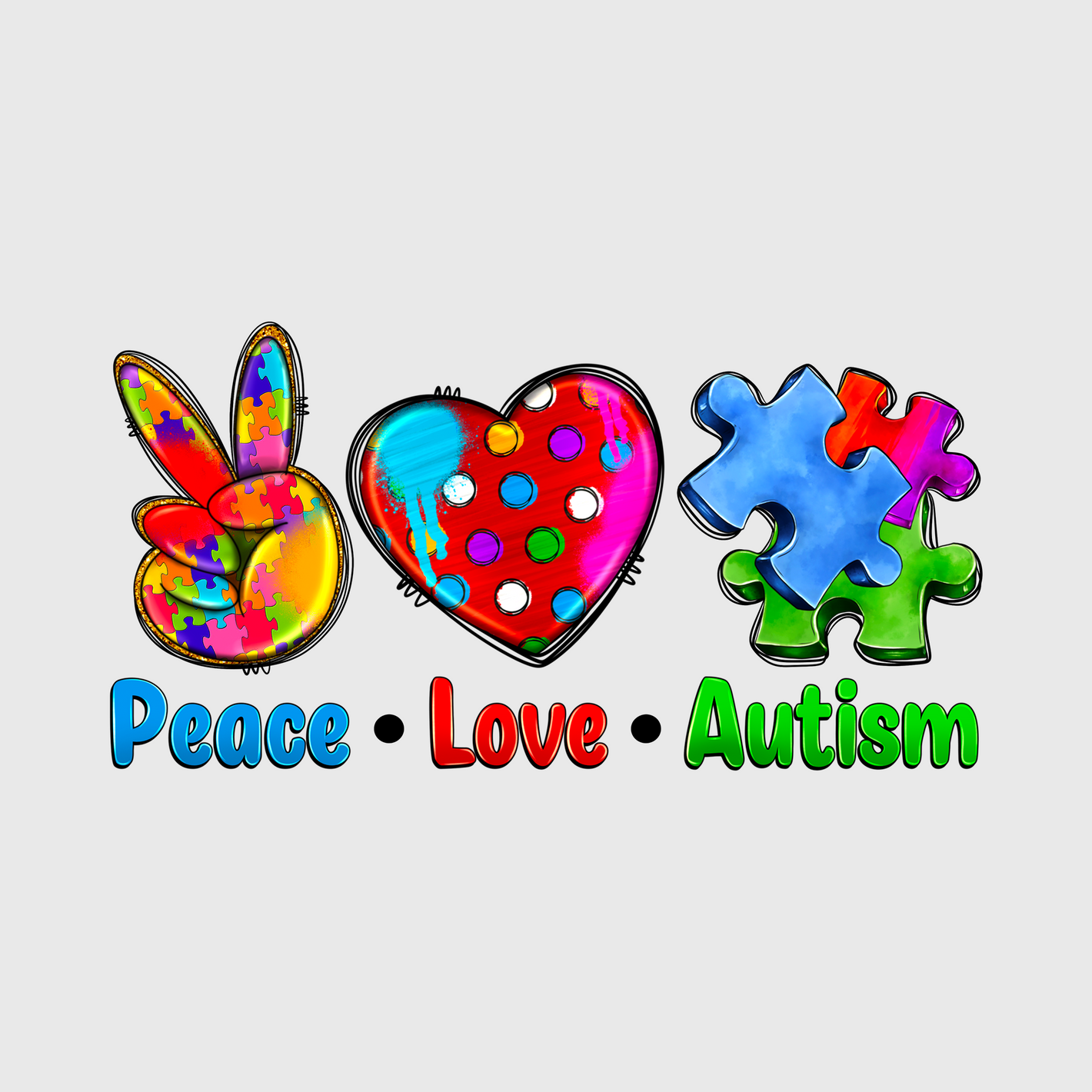 Peace, Heart & Puzzle Autism Awareness Transfer