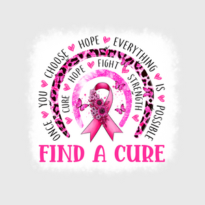 Find A Cure Pink Ribbon Circle Transfer