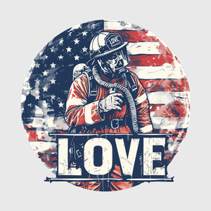 Firefighter Helmet Love USA Flag Transfer