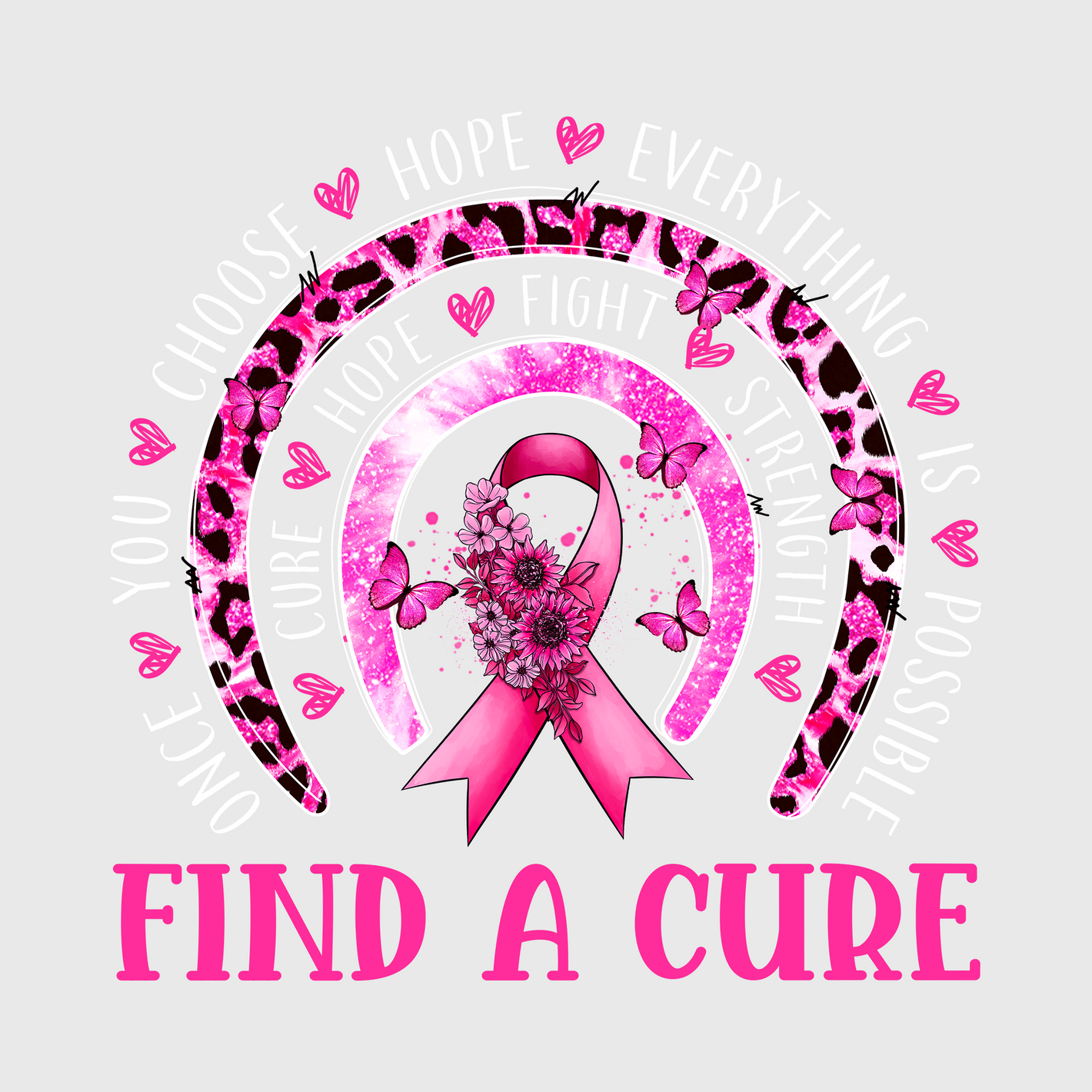 Find A Cure Pink Ribbon Transfer