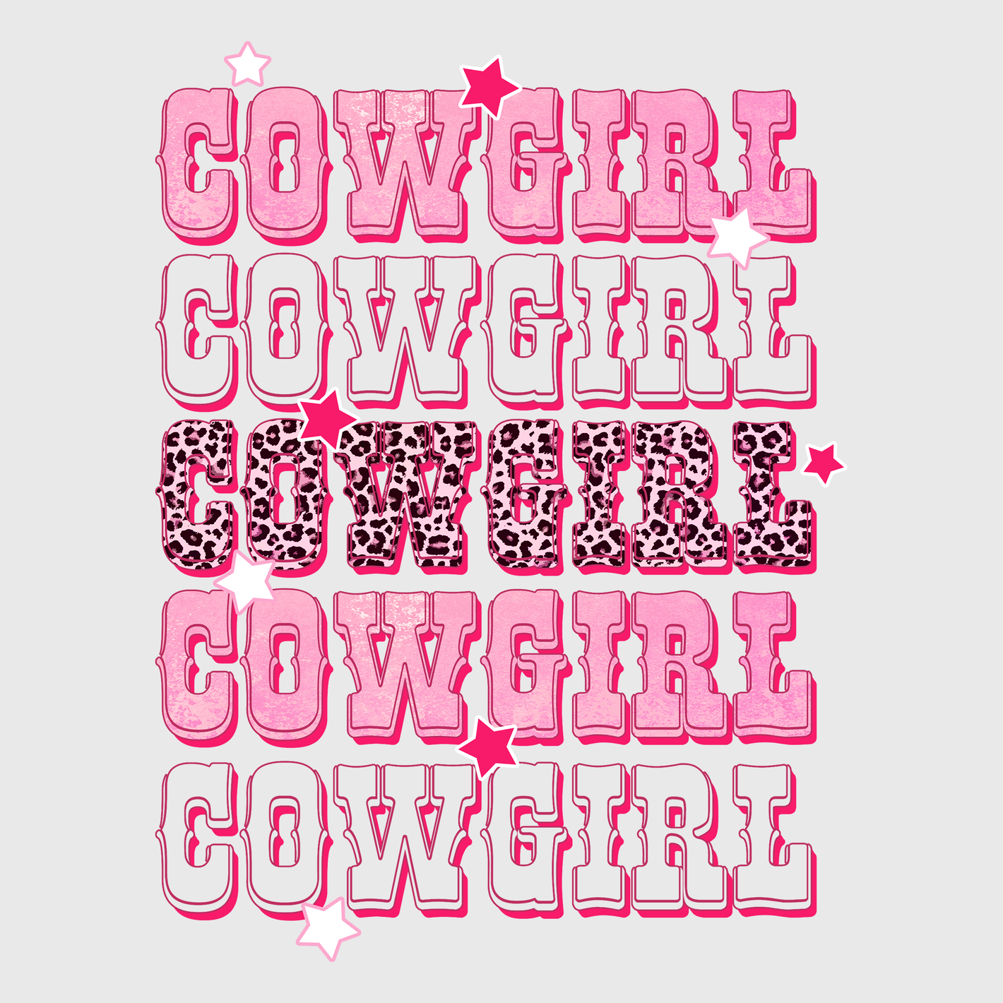 Cowgirl Repeating Text Pink Transfer