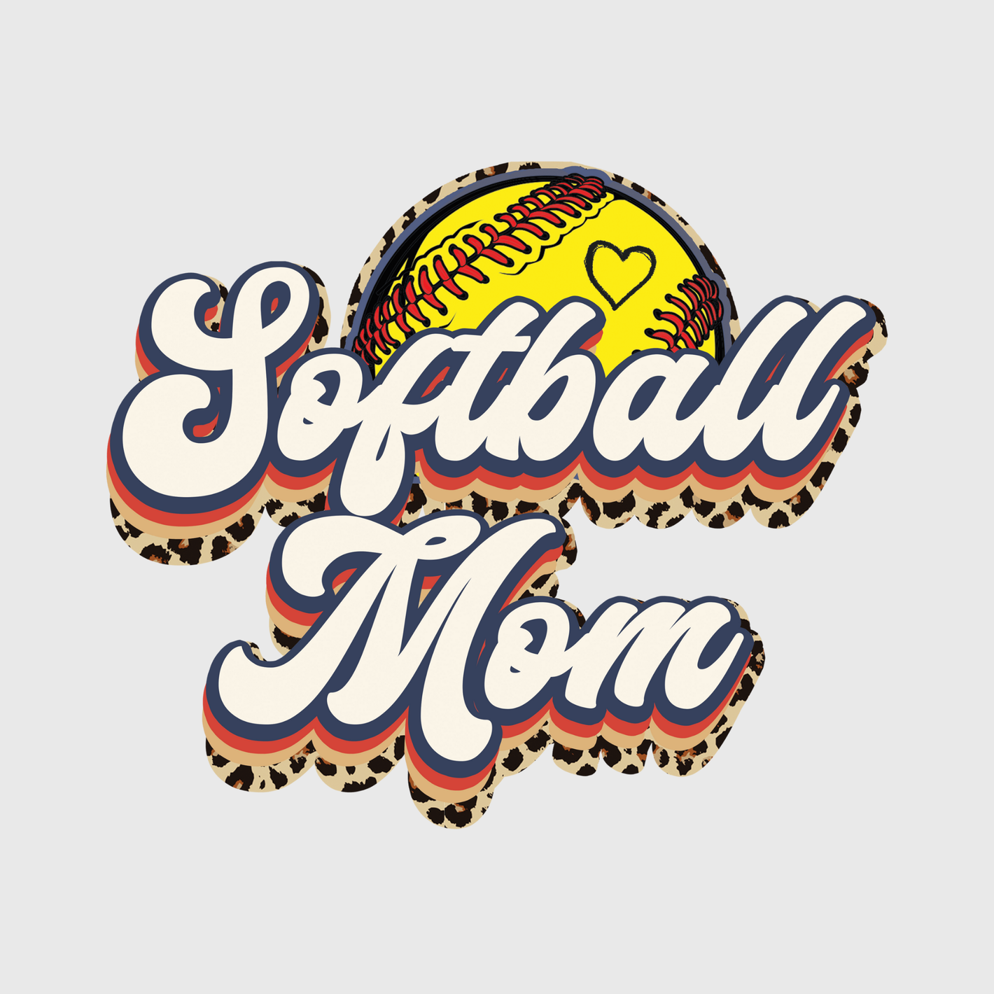 Softball Mom Heart Transfer