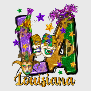 Louisiana With Mask Mardi Gras Transfer