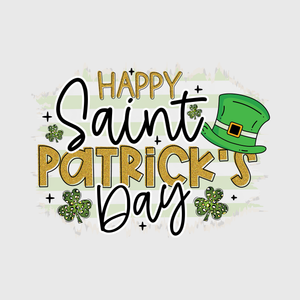 Happy Saint Patrick's Day Gold and Clover Transfer