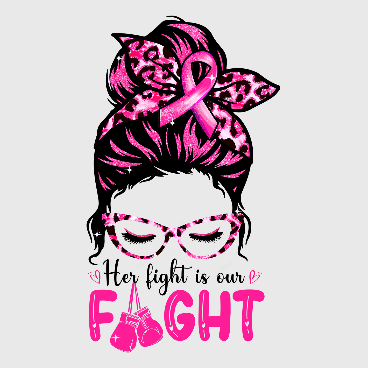 Fight Like A Girl Pink Bandana Transfer