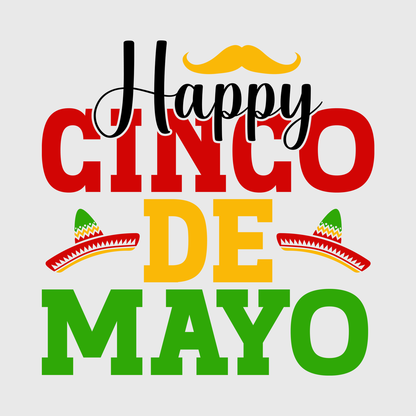 Happy Cinco De Mayo Lettering Transfer