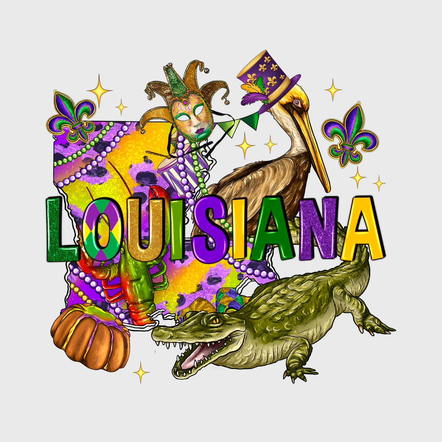 Louisiana with Crocs Mardi Gras Transfer