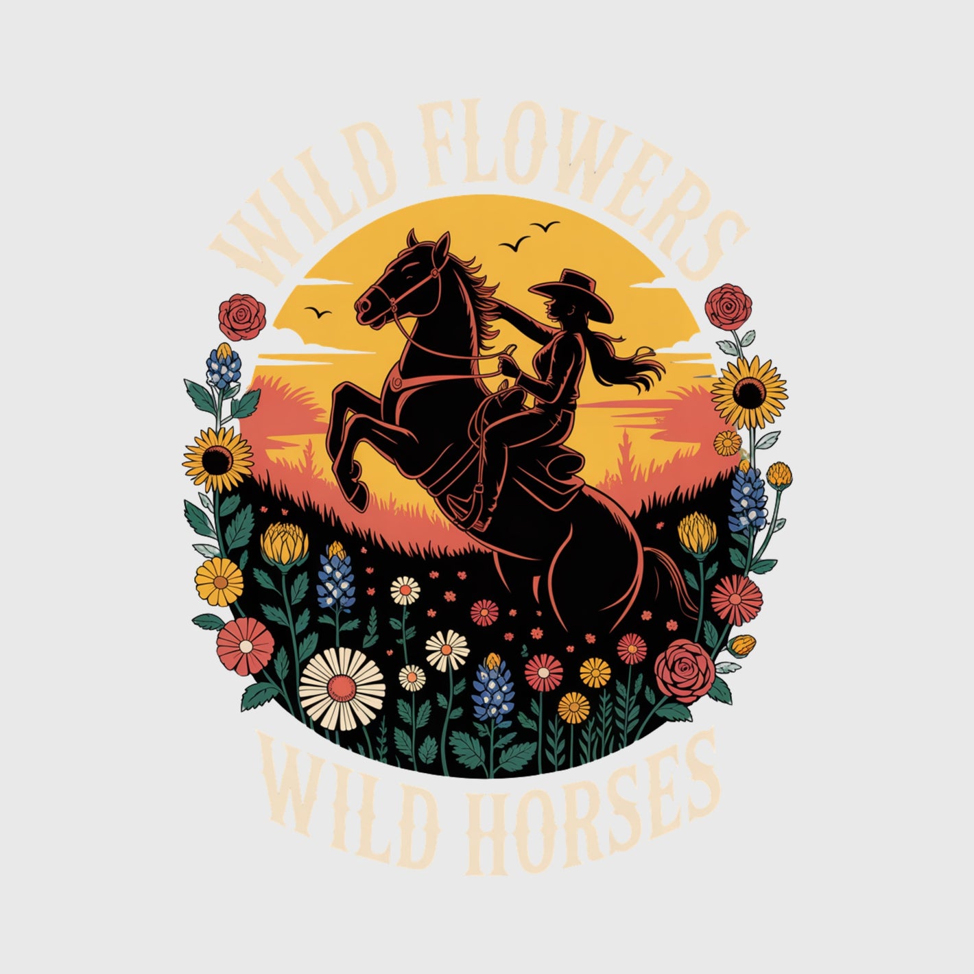Sunset Wildflower Rider Transfer
