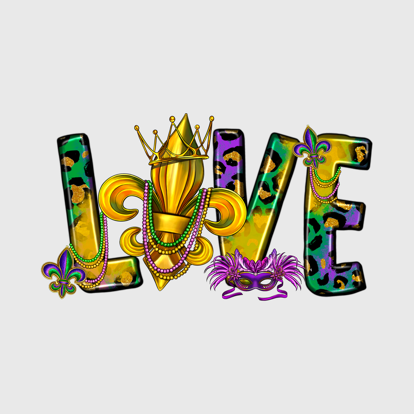 Mardi Gras Love Fleur-de-lis Transfer