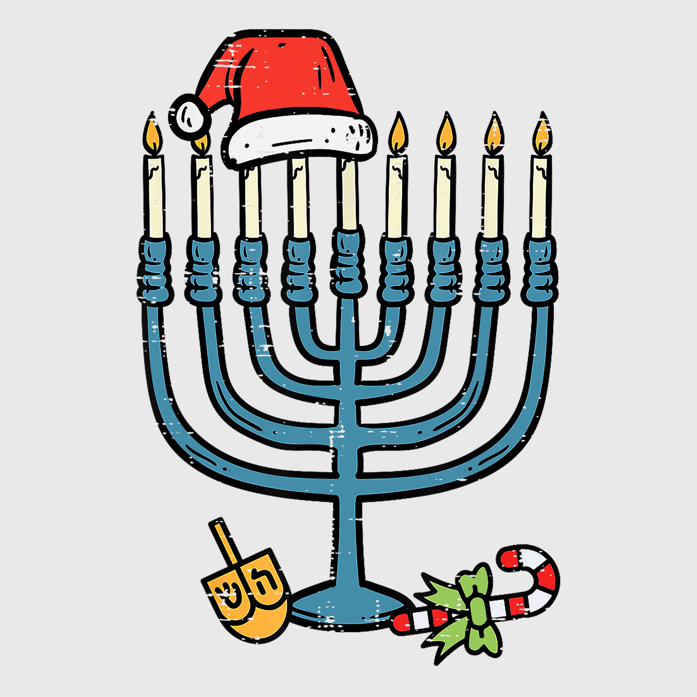 Santa Hat Menorah Transfer