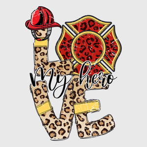 Firefighter Love Leopard Printed Transfer