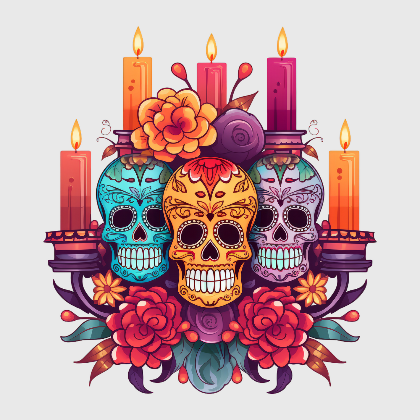 Elegant Skull with Candlelight Transfer